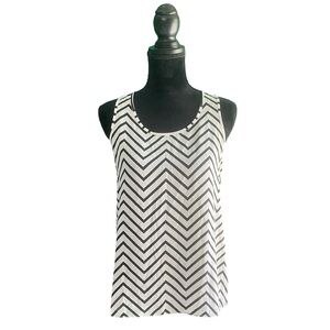 Express Women’s Small Black/White Chevron Striped Tank with Slit in Back